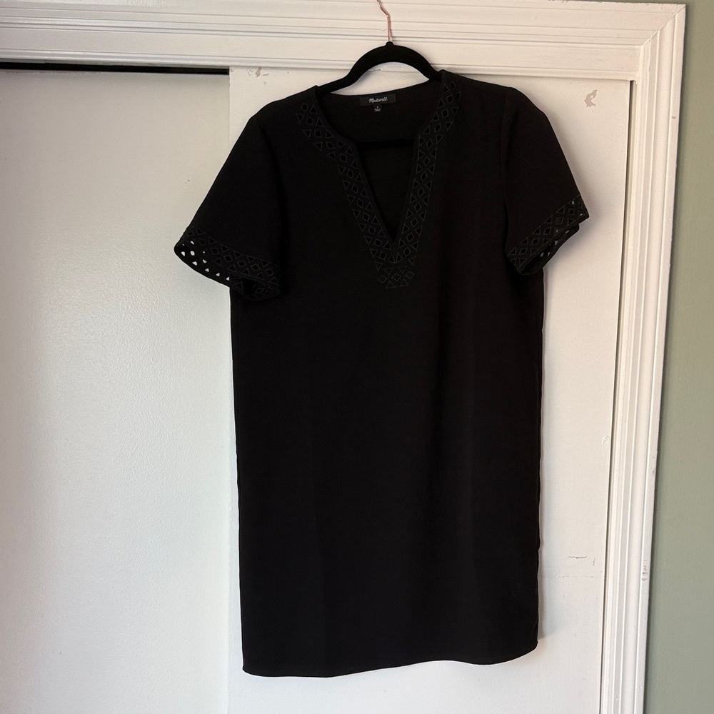 Madewell Black Eyelet Sleeve and Neckline Mini Dress – Women’s Size 8